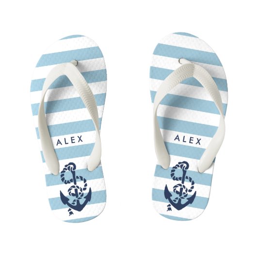 Blauwe Scheepsanker Jongens Slippers Kinder Teenslippers (Voetbed)