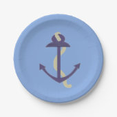 Blauwe scheepsanker papieren bordje (Voorkant)