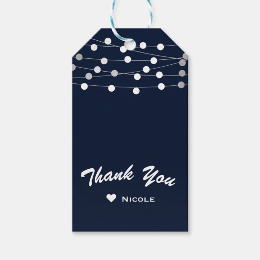 Blauwe scheepskoordlampjes Moderne Chic Elegante F Cadeaulabel (Voorkant)
