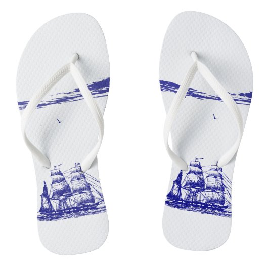 Blauwe scheepvaart op Zee Teenslippers (Voetbed)