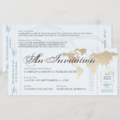  blauwe scheepvaartbestemming instapkaart in vita kaart (Voorkant / Achterkant)