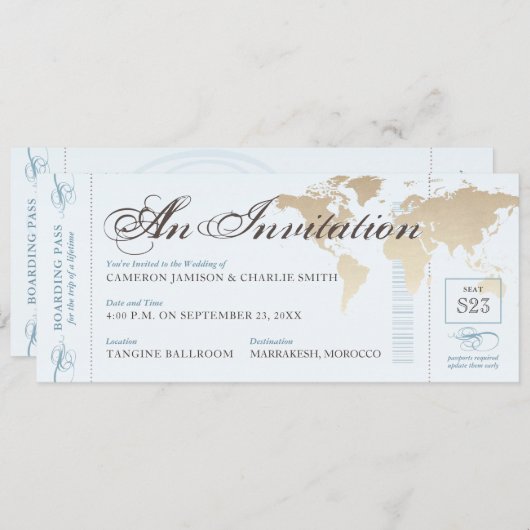 blauwe scheepvaartbestemming instapkaart in vita kaart (Voorkant / Achterkant)