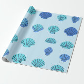 Blauwe Schelp Cadeaupapier (Uitgerold)