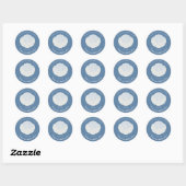 Blauwe schelp Doop dank je Ronde Sticker (Vel)