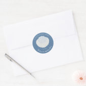 Blauwe schelp Doop dank je Ronde Sticker (Envelop)