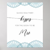 Blauwe schelp hoeveel kussen bruidsdouche spel poster (Voorkant)