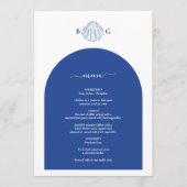 Blauwe Schelp Kust Zeekant Strand Bruiloft Menu (Voorkant)