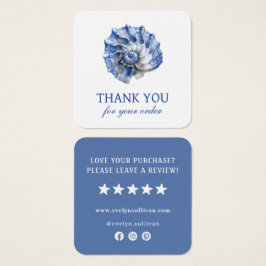 Blauwe schelp logo bijsluiter vierkante visitekaartjes