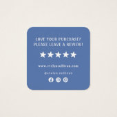 Blauwe schelp logo bijsluiter vierkante visitekaartjes (Achterkant)