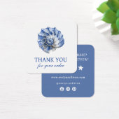 Blauwe schelp logo bijsluiter vierkante visitekaartjes (Bureau)