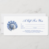 Blauwe schelp logo cadeaubon (Voorkant)