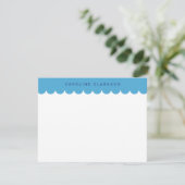 Blauwe schelp rand moderne briefkaart (Staand voorkant)