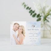 Blauwe Schelp Strand Save the Date Ansichtkaart Briefkaart (Staand voorkant)