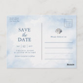 Blauwe Schelp Strand Save the Date Ansichtkaart Briefkaart (Achterkant)