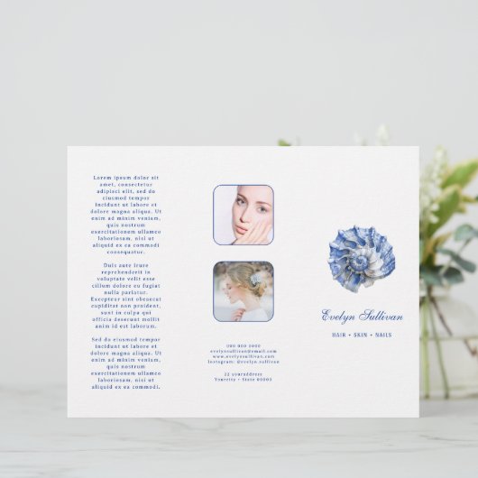 Blauwe schelpen brochure (Staand voorkant)