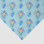 Blauwe schelpen en bloemen 2 tissuepapier (Detail)