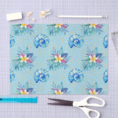 Blauwe schelpen en bloemen tissuepapier (Craft)