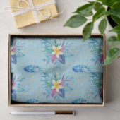 Blauwe schelpen en bloemen tissuepapier (Geschenk)