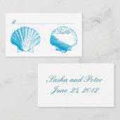 Blauwe schelpen Kaarten voor weddenschappen Plaatskaartje (Voorkant / Achterkant)