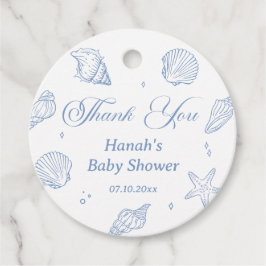 Blauwe Schelpen Kuststrand Baby Shower Bedankt  Bedankjes Labels