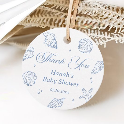 Blauwe Schelpen Kuststrand Baby Shower Bedankt Bedankjes Labels