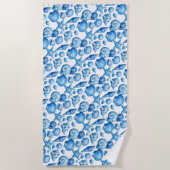 Blauwe schelpen. Nautilus. Strandlaken (Voorkant)