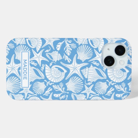 Blauwe Schelpen Persoonlijk Case-Mate iPhone Case (Achterkant (horizontaal))