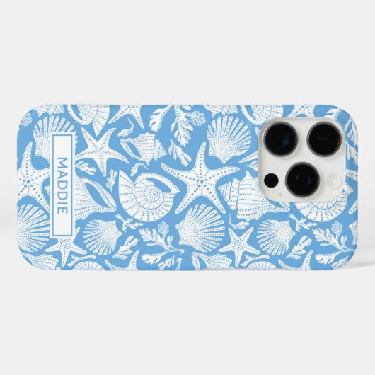 Blauwe Schelpen Persoonlijk Case-Mate iPhone Case (Achterkant (horizontaal))
