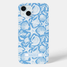 Blauwe Schelpen Persoonlijk iPhone 15 Mini Hoesje