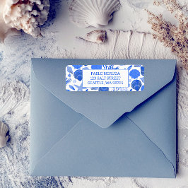 Blauwe Schelpen Strand Aangepast Retouradres Mail Etiket