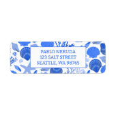 Blauwe Schelpen Strand AANGEPAST Retouradres Mail Etiket (Voorkant)