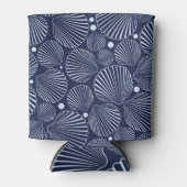 Blauwe schelpen, zomerpatroon van zee. blikjeskoeler (Voorkant)