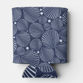 Blauwe schelpen, zomerpatroon van zee. blikjeskoeler (Achterkant)