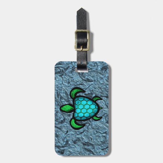 Blauwe schelpschildpad Bagagelabel (Voorkant verticaal)