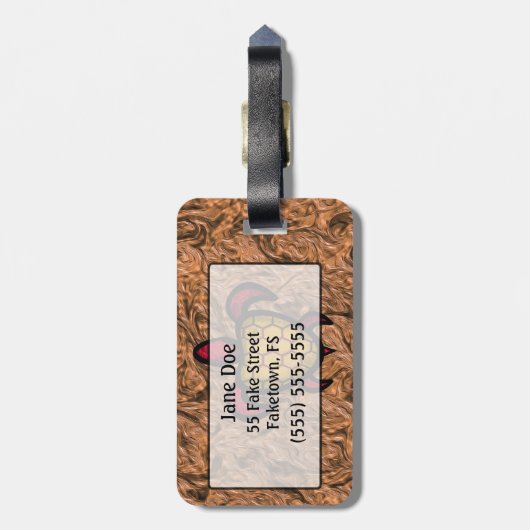 Blauwe schelpschildpad Bagagelabel (Achterkant verticaal)