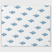 Blauwe schelvis zee oceaan cadeaupapier (Vlak)