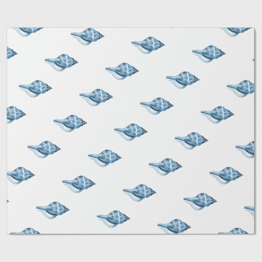 Blauwe schelvis zee oceaan cadeaupapier (Vlak)