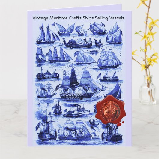 BLAUWE  SCHEPEN, ZUIVERENDE VAARTUIGEN Rood-Waszeg Kaart (Gele Bloem)