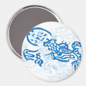 Blauwe schets, abstract magneet (Voorkant / Achterkant)