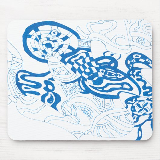 Blauwe schets, abstract muismat (Voorkant)