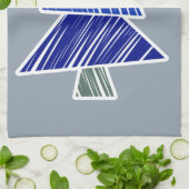 Blauwe schetsachtige kerstboom handdoek (Gevouwen)
