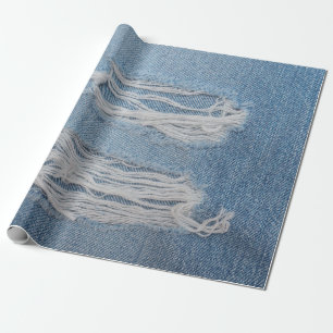 Blauwe scheuren ontkennen jeans textuurachtergrond cadeaupapier