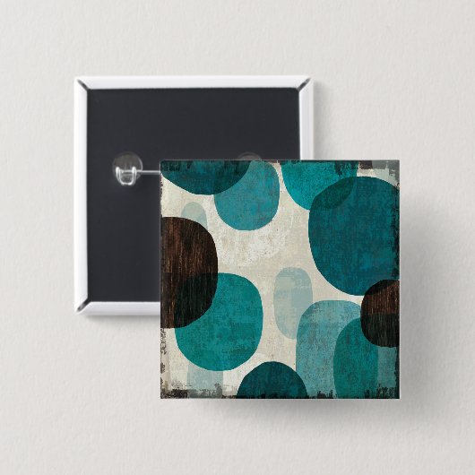 Blauwe schijven vierkante button 5,1 cm (Voorkant /achterkant)