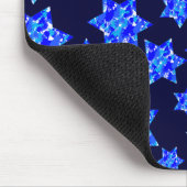 Blauwe schilder Splatter Joodse sterren Muismat (Hoek)