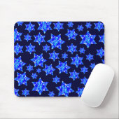 Blauwe schilder Splatter Joodse sterren Muismat (Met muis)