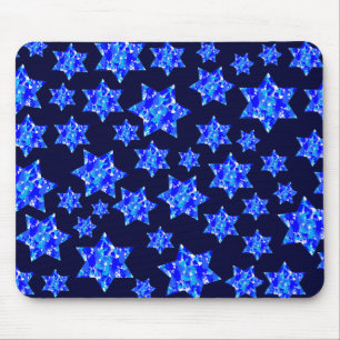 Blauwe schilder Splatter Joodse sterren Muismat
