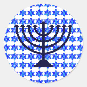 Blauwe schilder Splatter Joodse sterren Ronde Sticker
