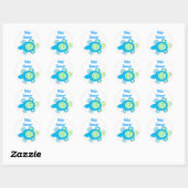 Blauwe Schildpad Baby Shower Ronde Sticker (Vel)