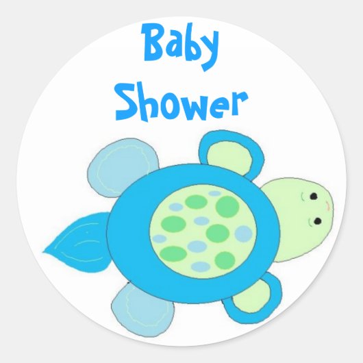 Blauwe Schildpad Baby Shower Ronde Sticker (Voorkant)