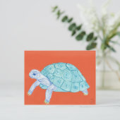 Blauwe schildpad briefkaart (Staand voorkant)
